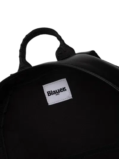 Blauer Logo-patch Zip-around Backpack In Black
