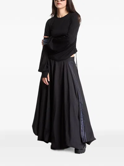 Y-3 Wool Cinched Drape Long Sleeve Long-sleeve Top In Black