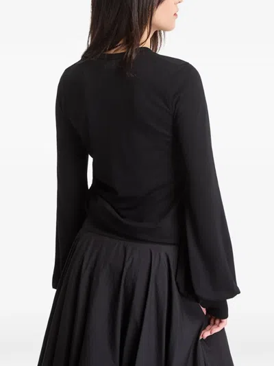 Y-3 Wool Cinched Drape Long Sleeve Long-sleeve Top In Black