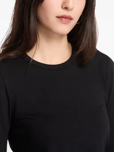 Y-3 Wool Cinched Drape Long Sleeve Long-sleeve Top In Black