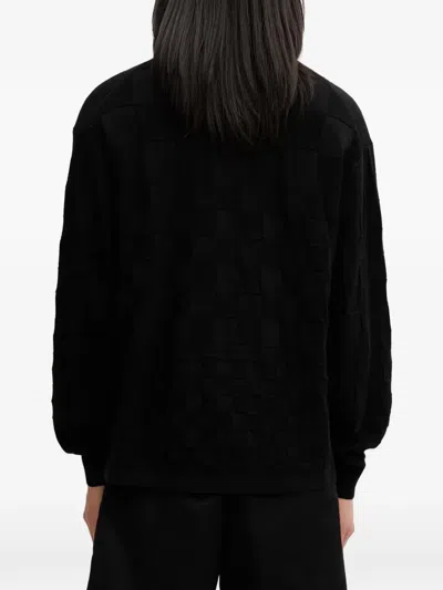 Filling Pieces Rugby Check-pattern Logo-embroidered Sweatshirt In Black
