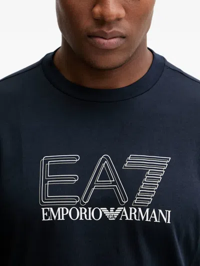 Ea7 Logo-print T-shirt In Blue