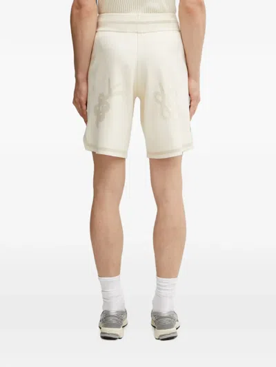 Filling Pieces Breaking Bread Intarsia-knit Drawstring Shorts In Neutral