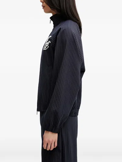 Filling Pieces Coach Pinstripe-pattern Logo-patch Jacket In Blue