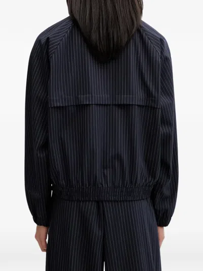 Filling Pieces Coach Pinstripe-pattern Logo-patch Jacket In Blue