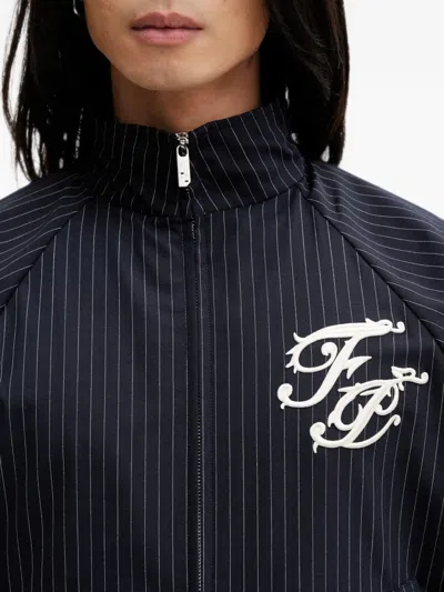 Filling Pieces Coach Pinstripe-pattern Logo-patch Jacket In Blue