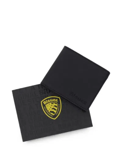 Blauer Leather Bi-fold Wallet In Black