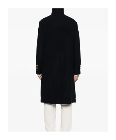 Brunello Cucinelli Double-breasted Crest-button Coat In Black