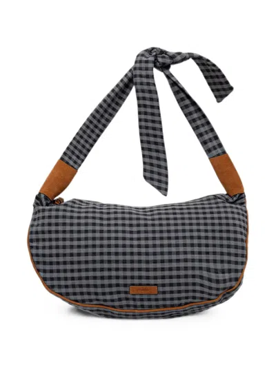 Sessun Mini Lango Gingham-check Shoulder Bag In Gray
