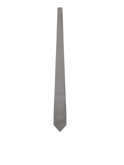 Tom Ford Silk Tie With Houndstooth Pattern In Gray