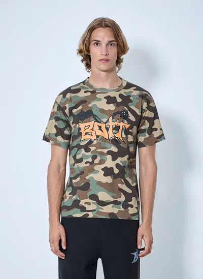Bott Flail Camouflage-print Logo-motif T-shirt In Green
