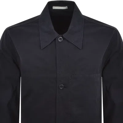 Norse Projects Compact Overshirt Navy In Blue