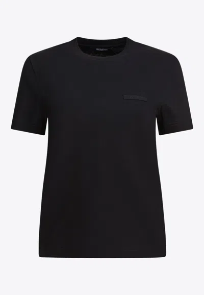 Jacquemus Womens Black Le T-shirt Grosgrain-logo Cotton-jersey T-shirt In Black