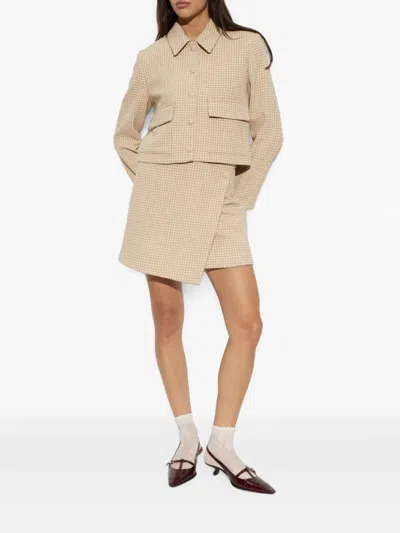 By Malene Birger Annie Houndstooth-pattern Cropped Jacket In Neutral