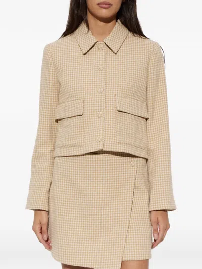 By Malene Birger Annie Houndstooth-pattern Cropped Jacket In Neutral