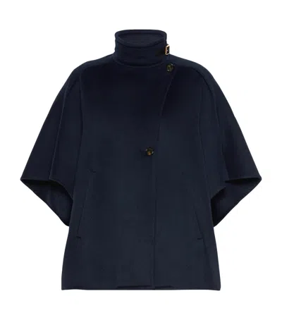 Max Mara Oversize Cashmere Cape In Blue