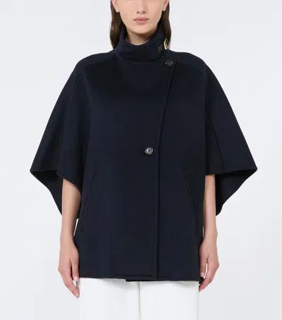 Max Mara Oversize Cashmere Cape In Blue