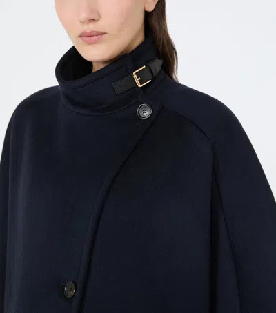Max Mara Oversize Cashmere Cape In Blue