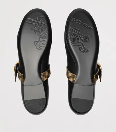 Burberry Robin Check-strap Leather Ballerina Flats In Black