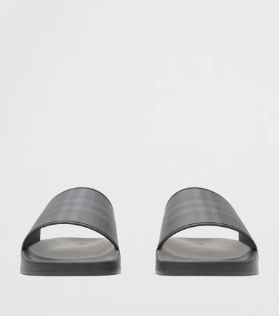 Burberry Check Slides In Gray