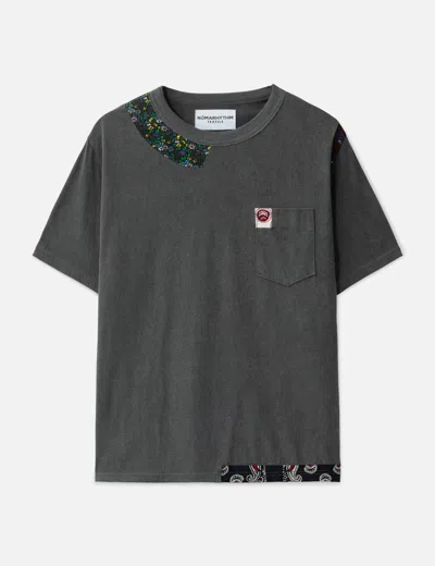 Nòmarhythm Textile Patchwork Garment Dyed Tee Shirt In Gray