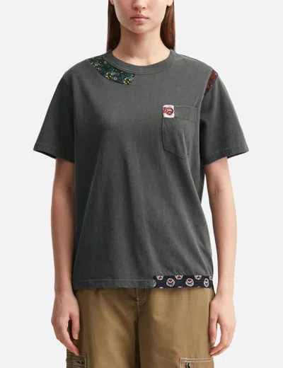 Nòmarhythm Textile Patchwork Garment Dyed Tee Shirt In Gray