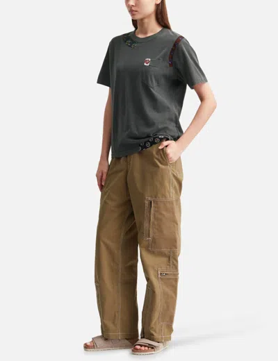 Nòmarhythm Textile Patchwork Garment Dyed Tee Shirt In Gray