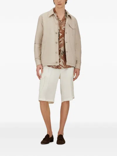 Herno Suede-effect Padded Jacket In Neutral