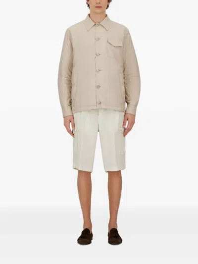 Herno Suede-effect Padded Jacket In Neutral