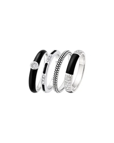 Jankuo Plated Cz 4 Stackable Rings Set Ring In Silver
