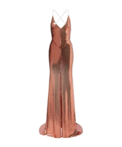 Alex Perry Open-back Sequined Gown In Brown