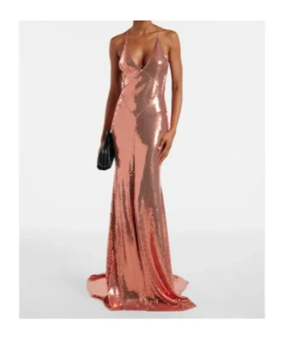 Alex Perry Open-back Sequined Gown In Brown