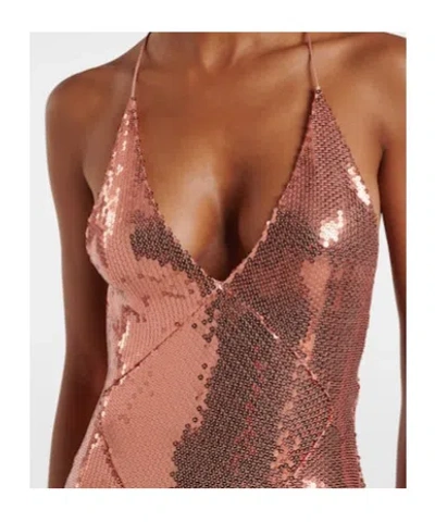 Alex Perry Open-back Sequined Gown In Brown