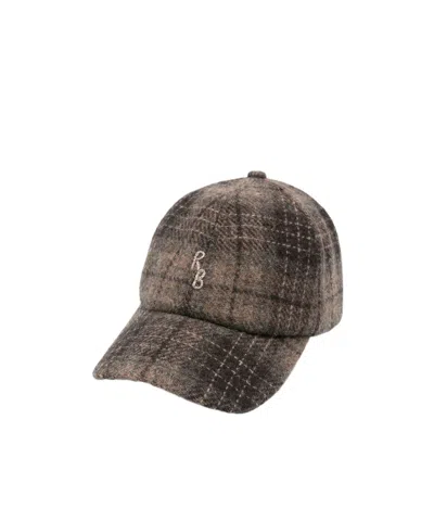 Ruslan Baginskiy Check-pattern Monogram-embroidered Baseball Cap In Brown