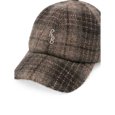 Ruslan Baginskiy Check-pattern Monogram-embroidered Baseball Cap In Brown