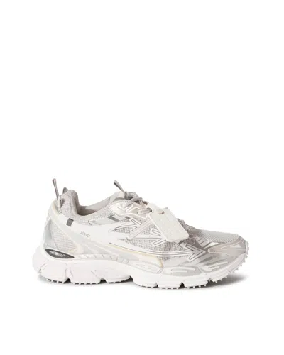 Off-white Light Grey And Silver Sneakers With Mesh In White