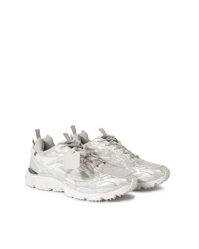 Off-white Light Grey And Silver Sneakers With Mesh In White