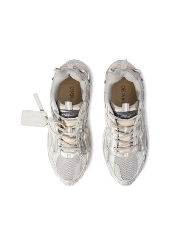 Off-white Light Grey And Silver Sneakers With Mesh In White