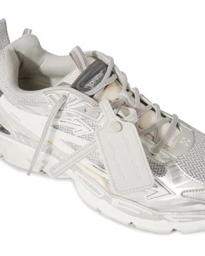 Off-white Light Grey And Silver Sneakers With Mesh In White