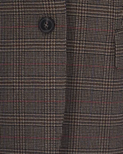 Max Mara Check-pattern Single-breasted Blazer In Brown