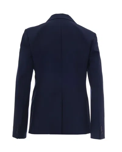 Weekend Max Mara Blue Solid Notched Lapel Blazer In Blue