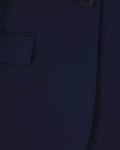 Weekend Max Mara Blue Solid Notched Lapel Blazer In Blue