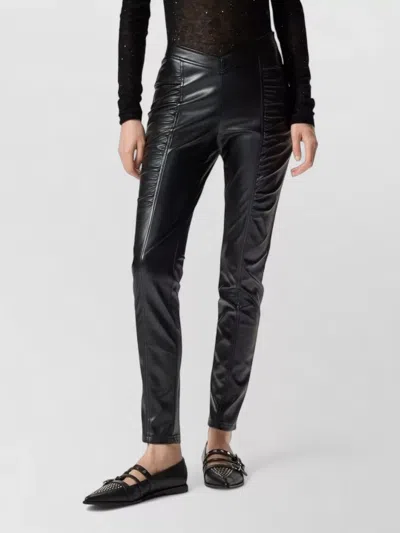 Pinko High-waisted Panel Trousers With Ruched Detailing In Black
