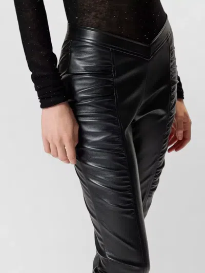 Pinko High-waisted Panel Trousers With Ruched Detailing In Black