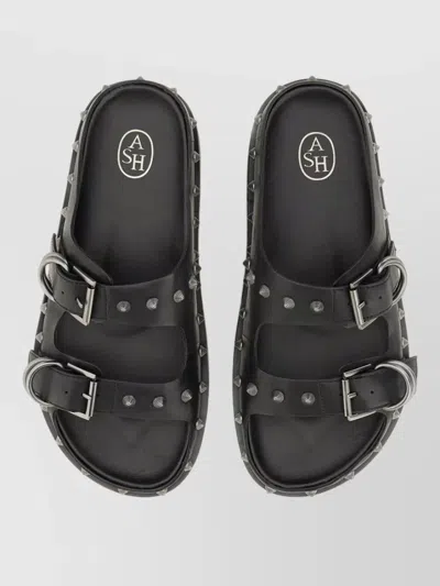 Ash Urus Flat Sole Open Toe Slides In Black