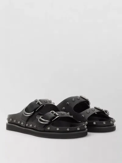 Ash Urus Flat Sole Open Toe Slides In Black