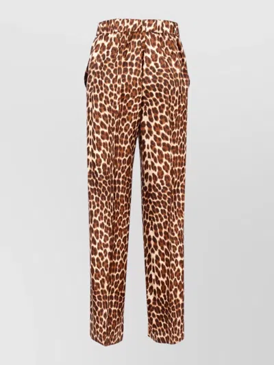 P.a.r.o.s.h Relaxed Fit Leopard Print Silk Pants In Animal Print