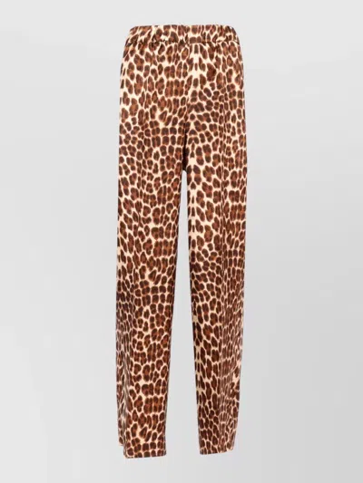 P.a.r.o.s.h Relaxed Fit Leopard Print Silk Pants In Animal Print