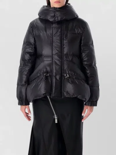 Sacai Black Nylon Down Jacket With Drawstring In Black
