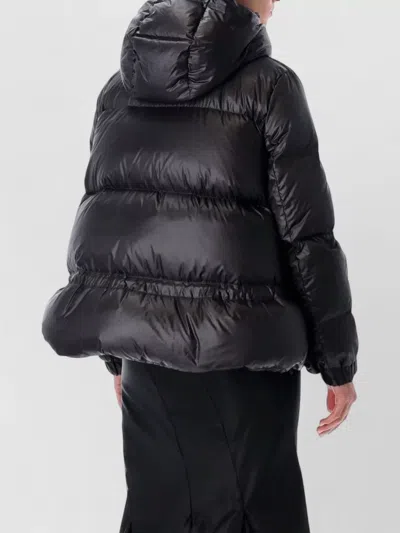 Sacai Black Nylon Down Jacket With Drawstring In Black